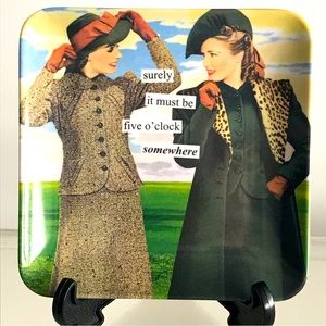 ANNE TAINTOR 100% Melamine Mini Trinket Tray Surely It Must Be Five O'clock Some